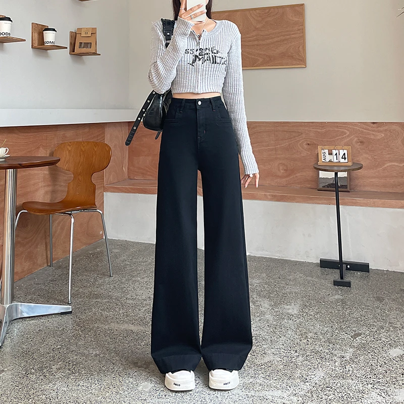 高腰休闲直筒牛仔裤女春季2025年新款显瘦百搭垂感宽松阔腿拖地裤