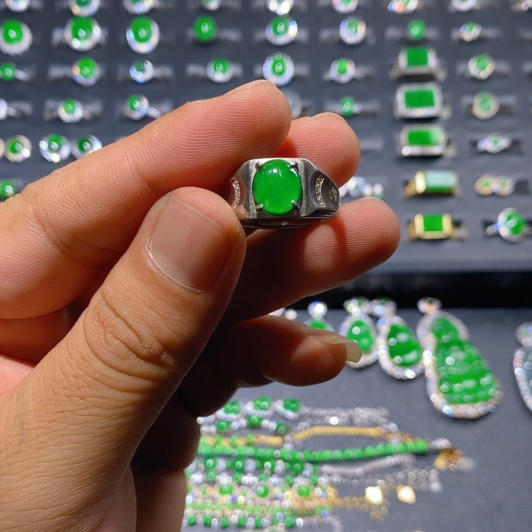 翡翠银S925镶嵌戒指