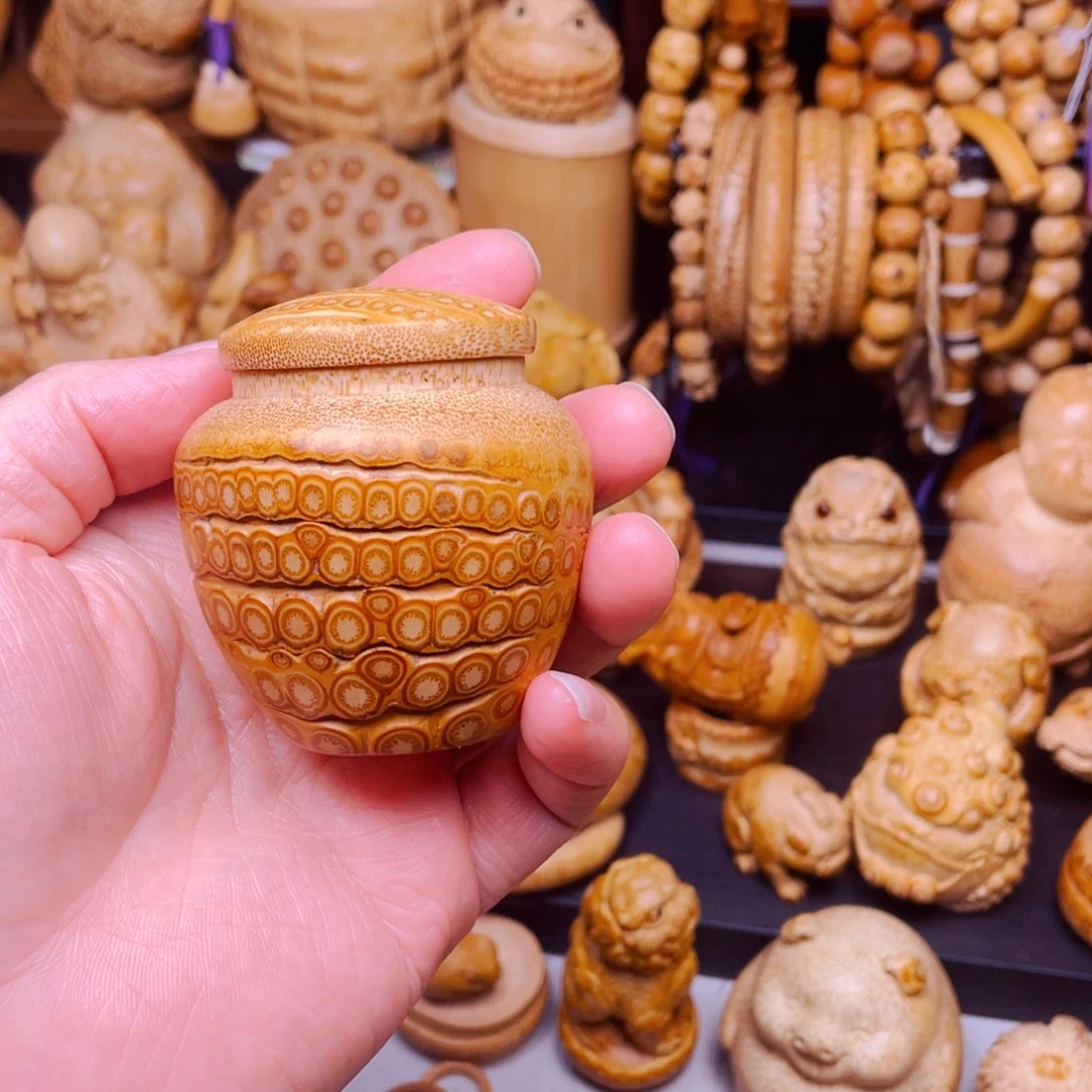 竹竹根雕茶仓把玩件