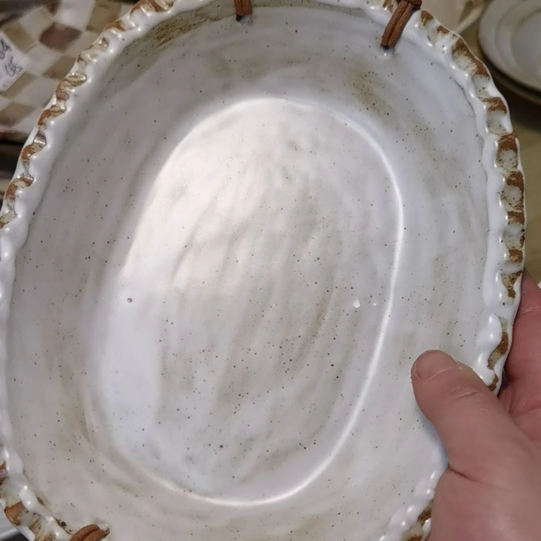 瓷片正品粗陶椭圆提绳一个