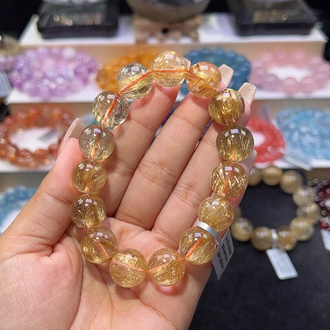 水晶手串未镶嵌?殿堂级高货金发晶14.7m m