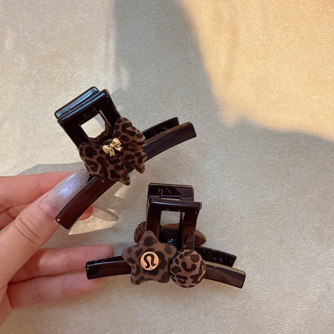 jioli/椒莉复古豹纹蝴蝶结鲨鱼夹时尚后脑勺盘发抓夹发夹半扎发卡