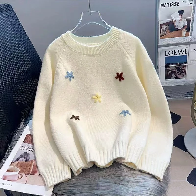 12岁初中小学生圆领毛衣外穿套头软糯秋冬款中大童女孩针织打底衫