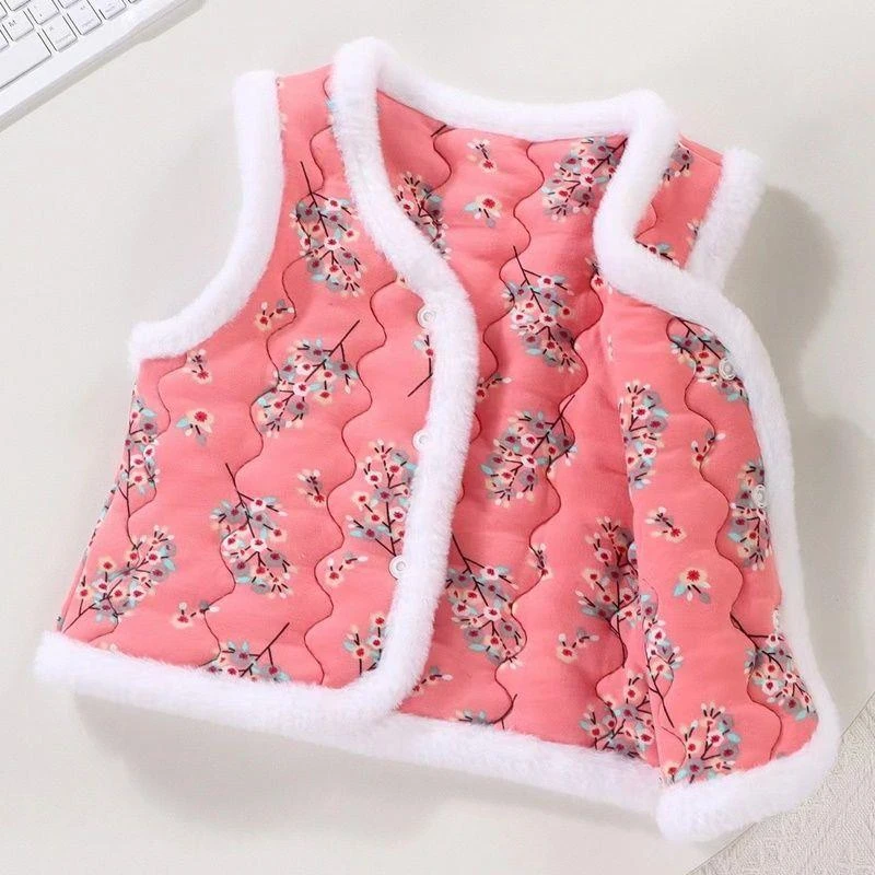 YeeHoO英氏【断码】儿童马甲女宝宝网红款东北风俗坎肩三层加绒加厚