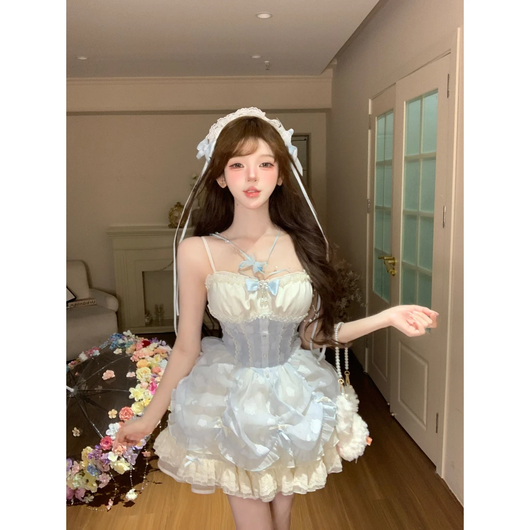 瑞茜·威瑟斯 瑞拉小姐 夏季甜美轻洛风收腰显瘦连衣裙 R9240D