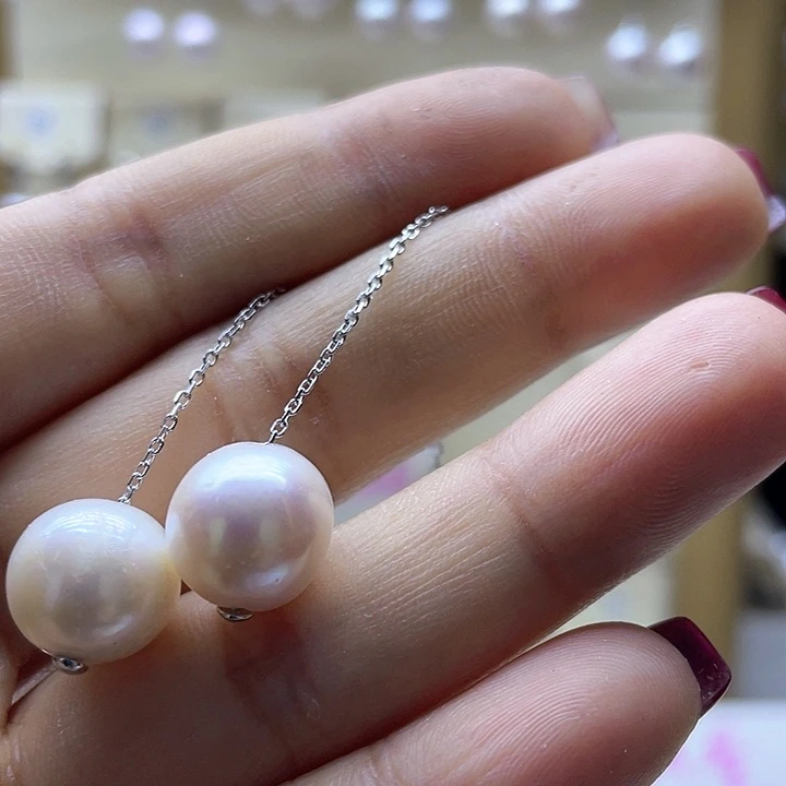 淡水珍珠耳饰银S925镶嵌