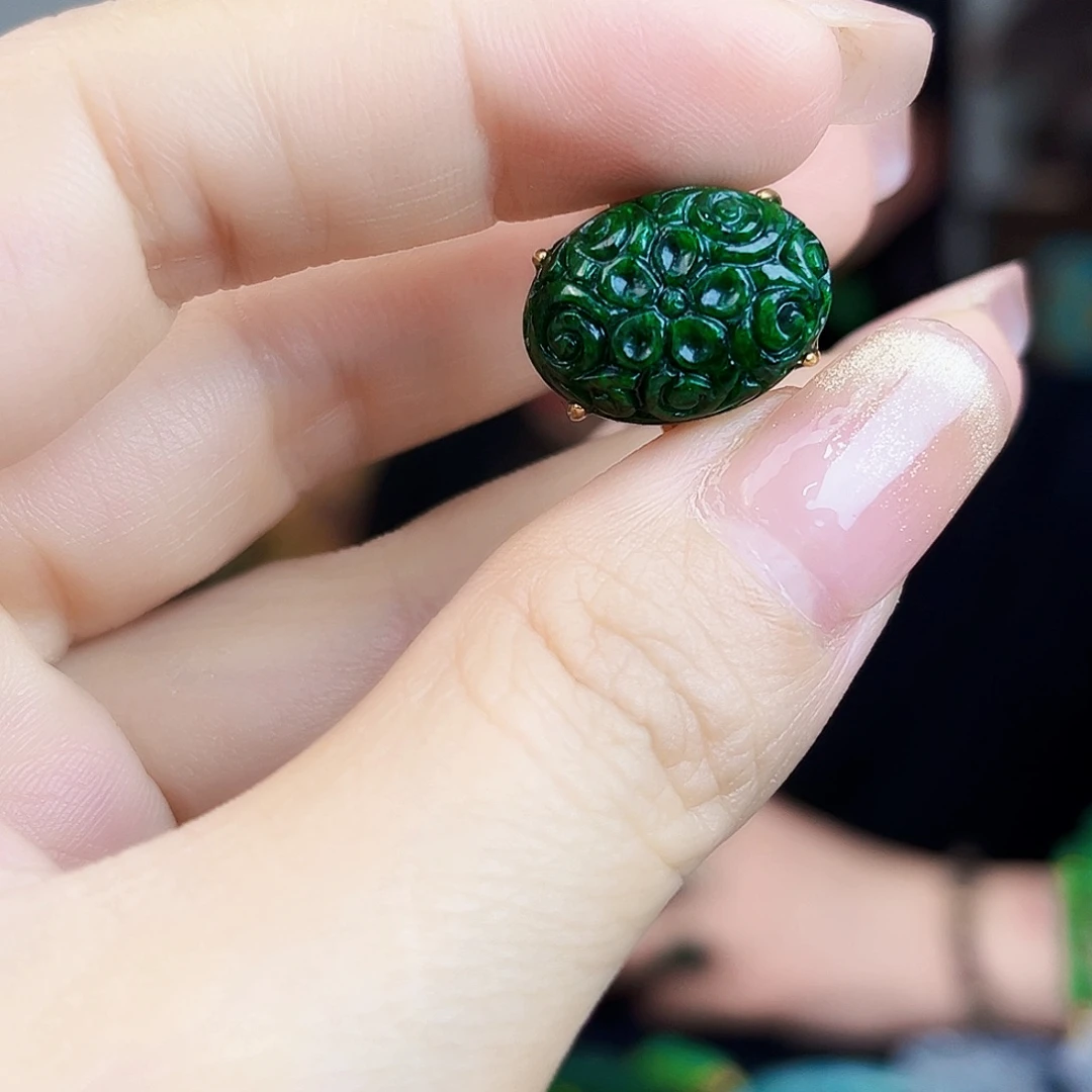 翡翠银S925镶嵌颈饰戒指