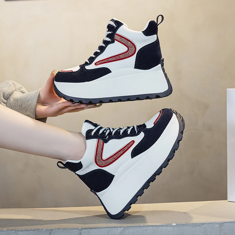 【增高8CM】老爹鞋女2025年春季新款女鞋厚底休闲鞋阿甘小个子真皮