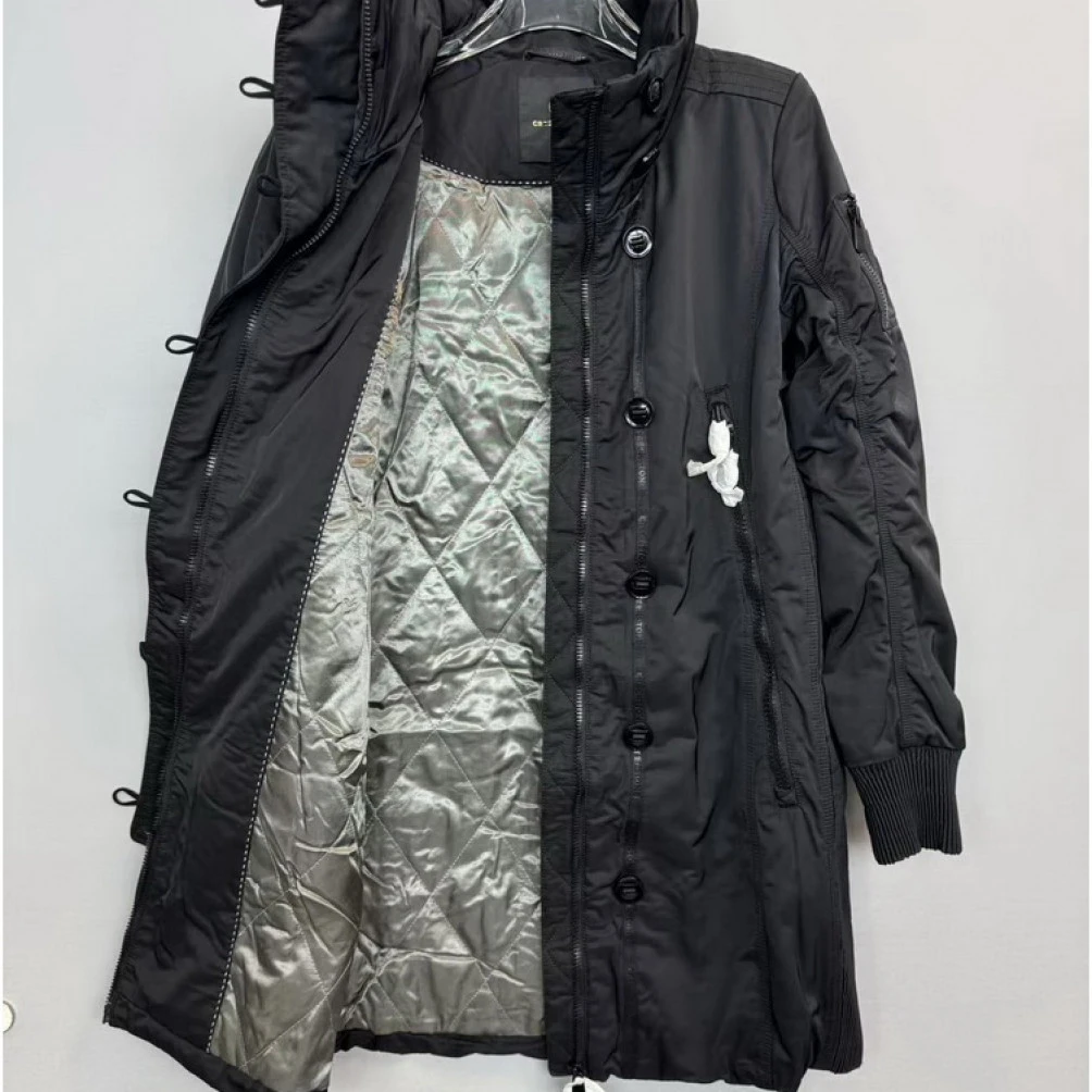 中长款长袖拉链纽扣棉服2428