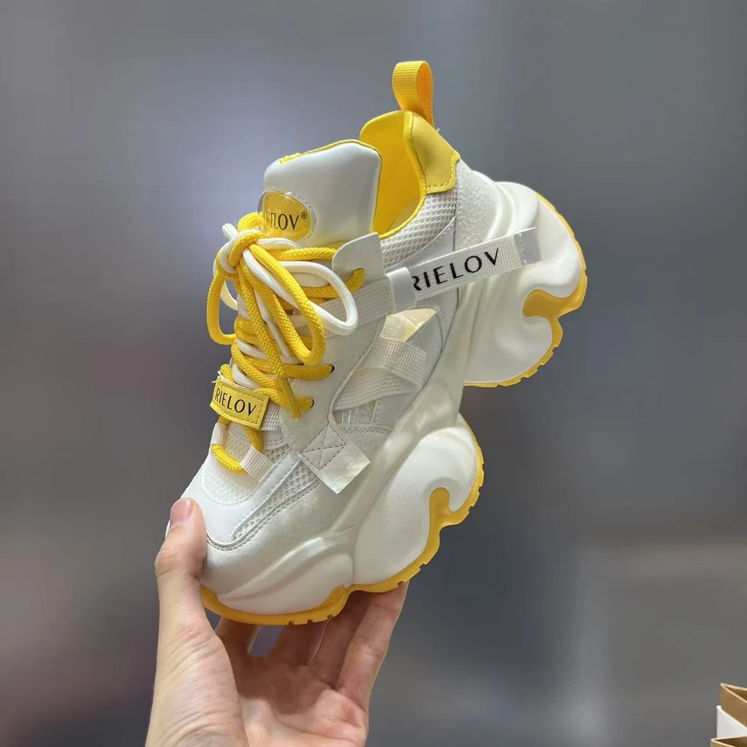 【红】镂空欧洲站老爹鞋女2025新款厚底增高运动鞋百搭透气网面鞋潮