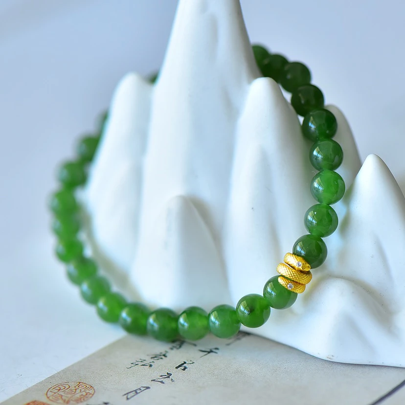 XY91搭配天然和田玉碧玉时尚百搭手串