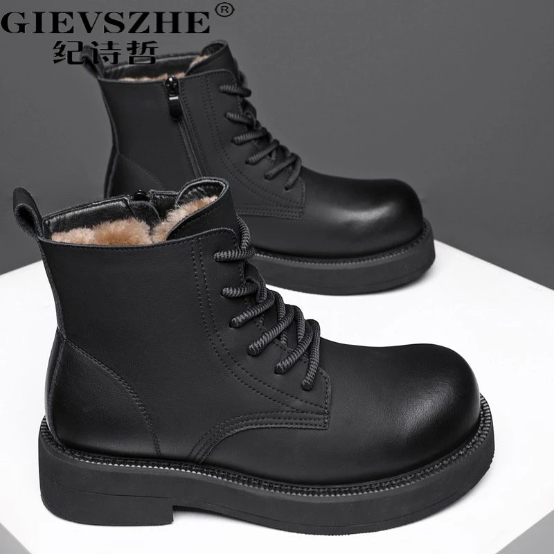 纪诗哲男士皮毛一体高帮保暖雪地靴冬季新款潮流英伦风时尚棉靴子