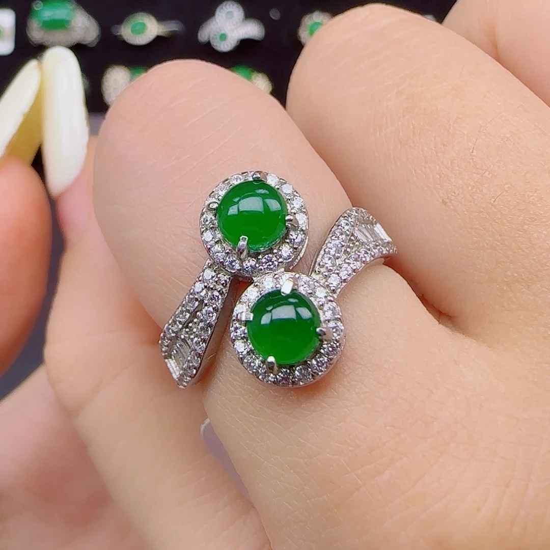 翡翠戒指银S925镶嵌11111