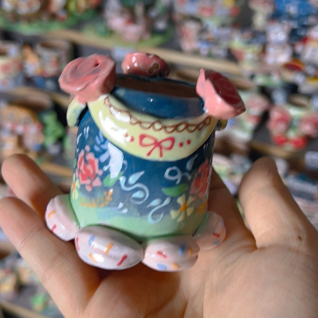 元旦福福微瑕手工多肉花盆