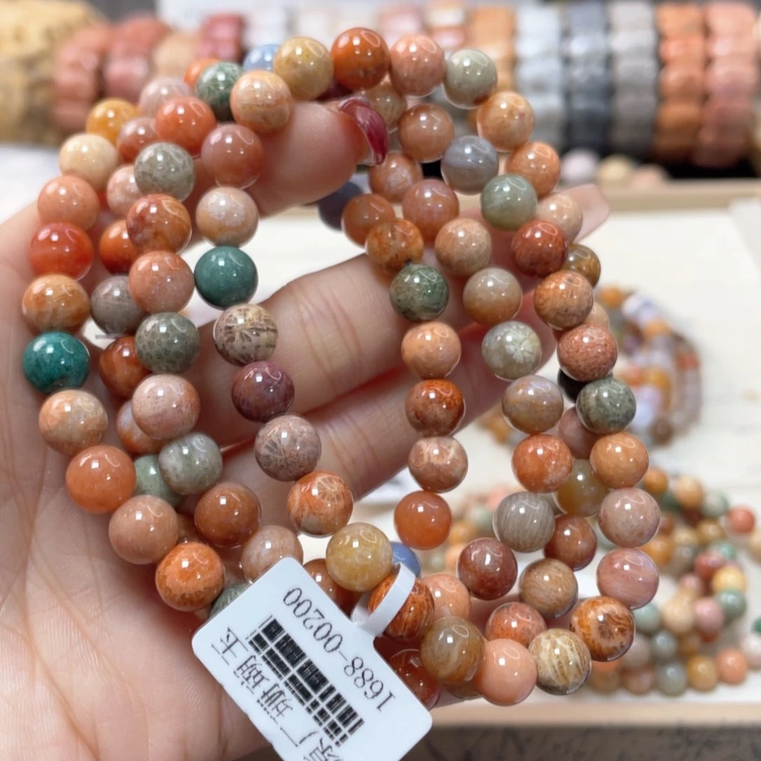 硅化珊瑚（珊瑚玉）手链未镶嵌小*142