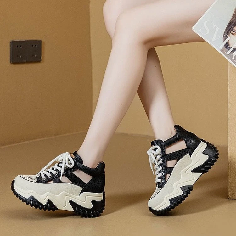 【运费险】休闲凉鞋女2025夏季新款厚底老爹鞋软底休闲洞洞镂空猪笼