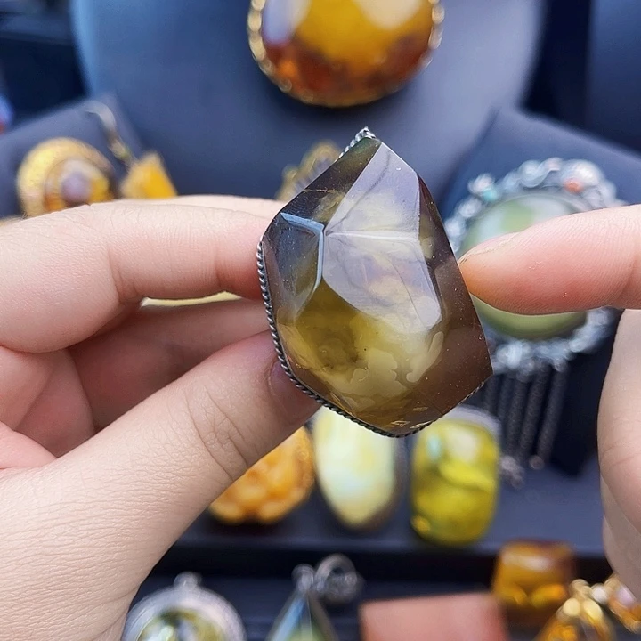 琥珀银S925镶嵌裸石