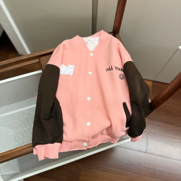 【编号L985】23026-09-儿童刺绣棒球服粉色-FF+