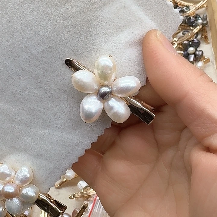 淡水珍珠发饰银S925镶嵌