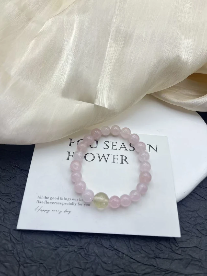 《默认瑕疵，介意慎拍》天然 卡8咪 粉水晶 柠檬黄水晶 原创手串