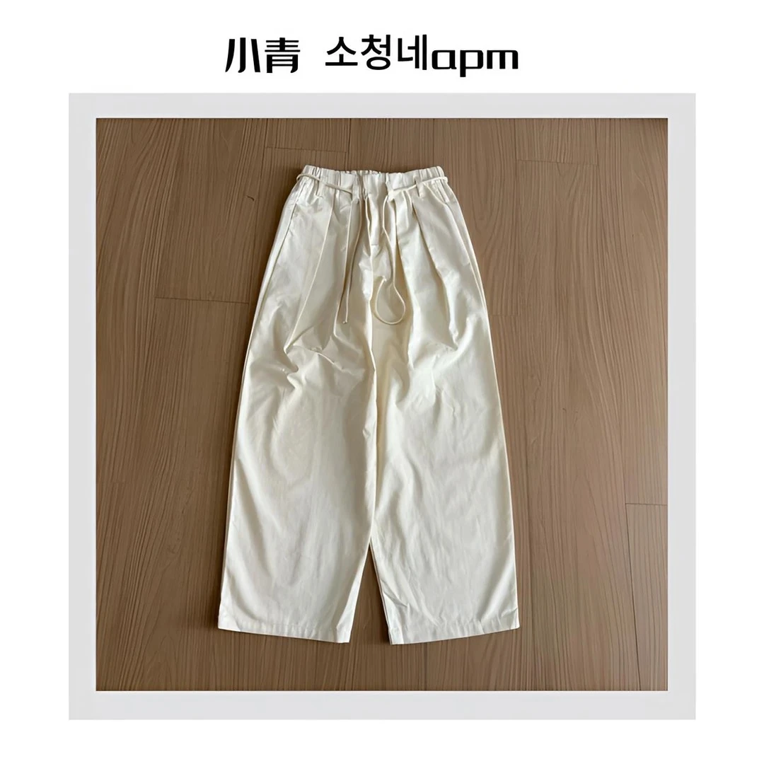 韩国东大门 JK/松紧腰系绳香蕉西裤