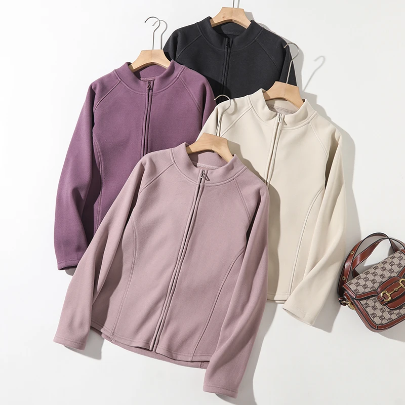 【暖心窝】百搭显瘦减龄保暖防风加绒加厚立领卫衣外套A7476#5790