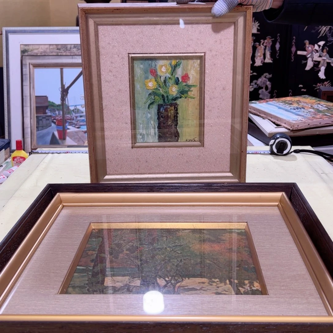 绘画老*客屏风框画茶空间设计