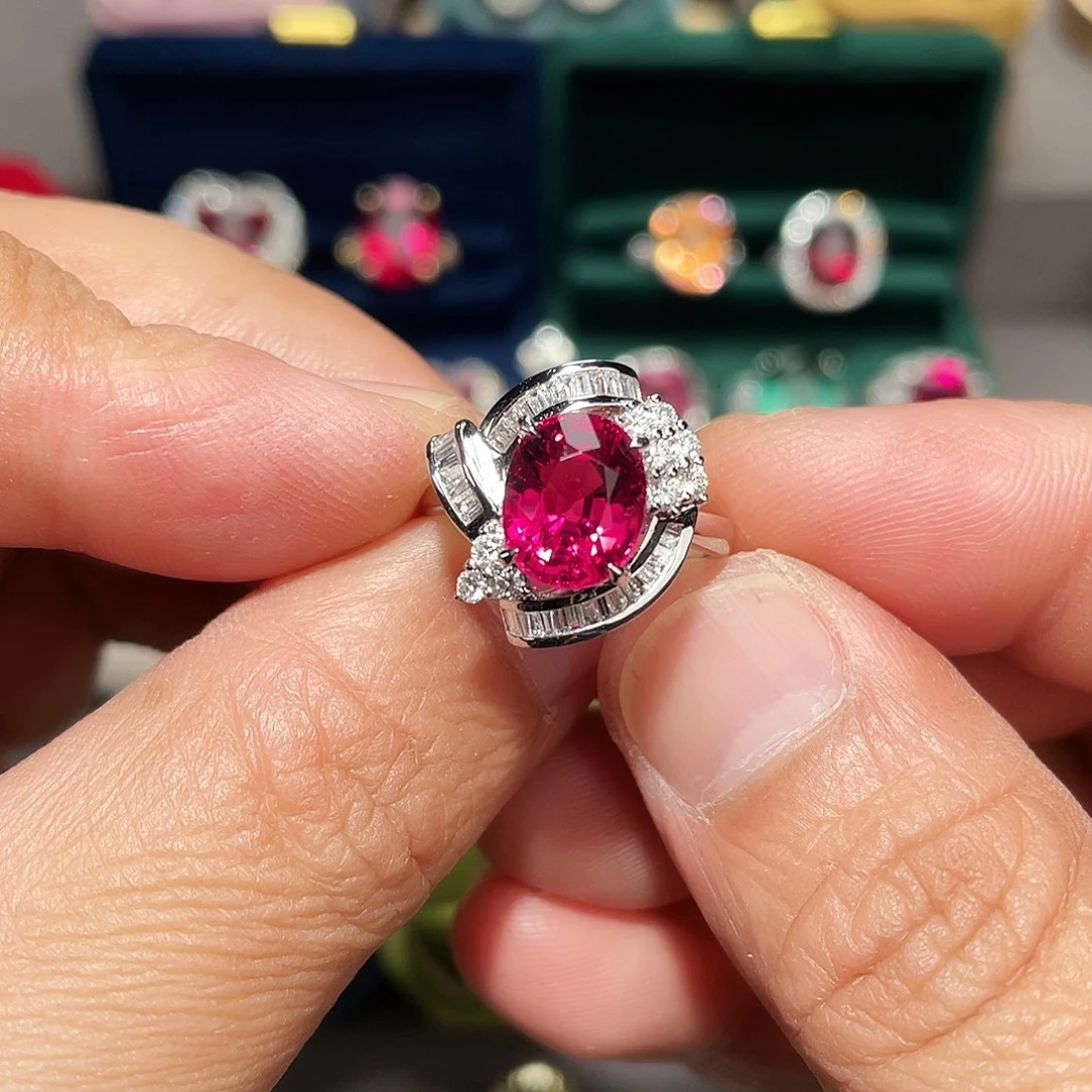 碧玺18K金镶嵌戒指3.92ct