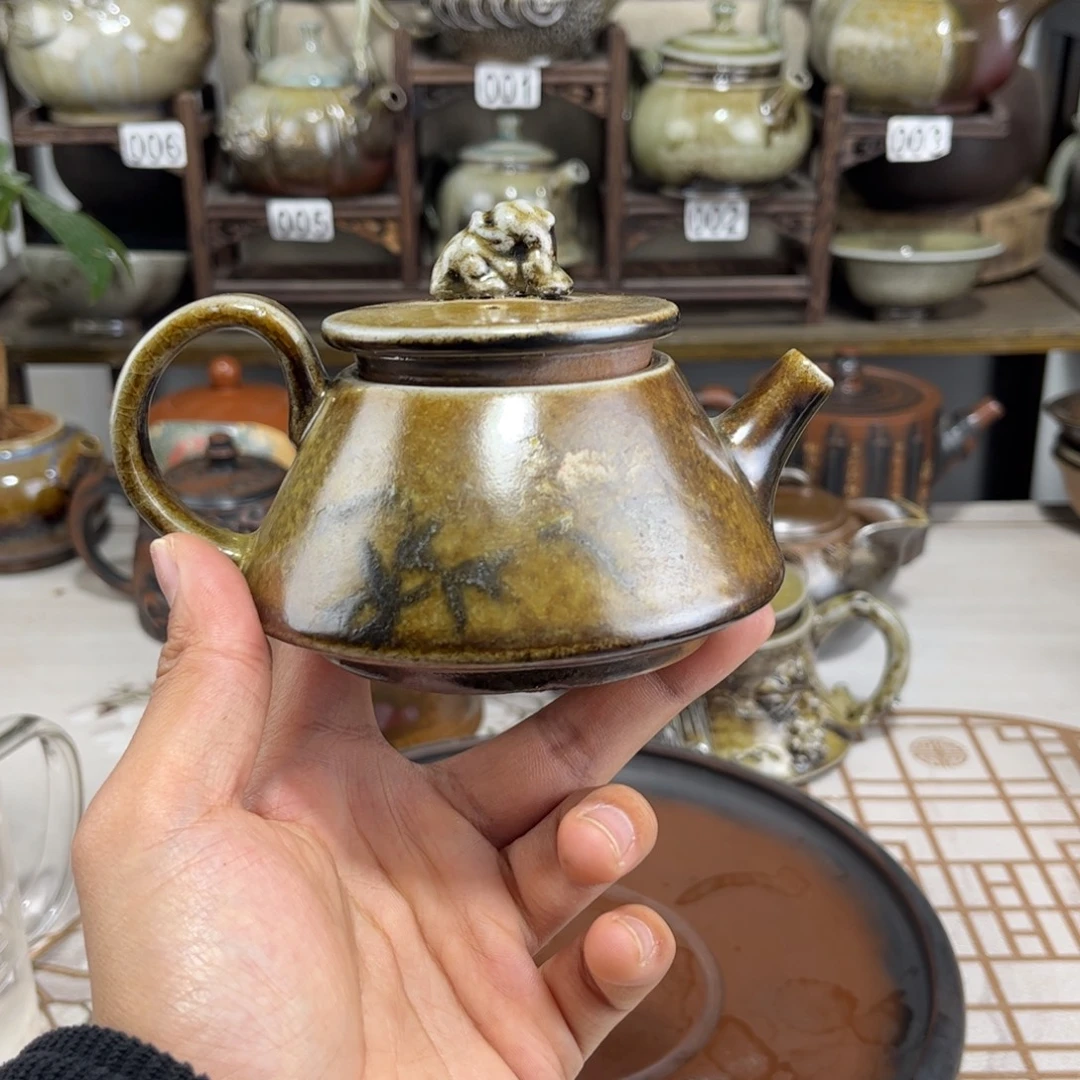 180cc白泥柴烧石瓢，古法传承裸坯柴烧