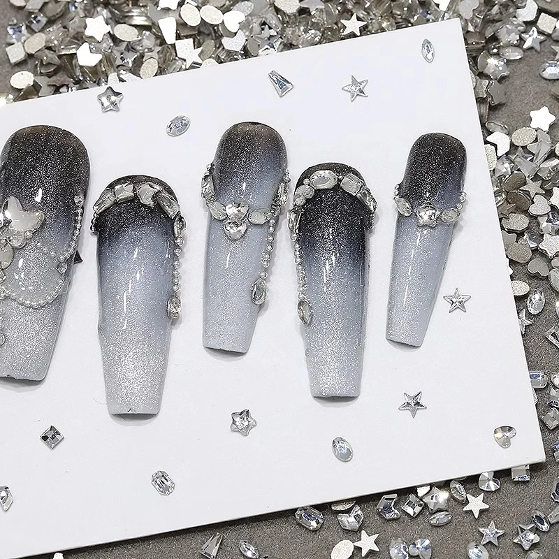 新款超迷你白色渺渺钻平底异形美甲钻饰品奢华超闪指甲配饰用品钻