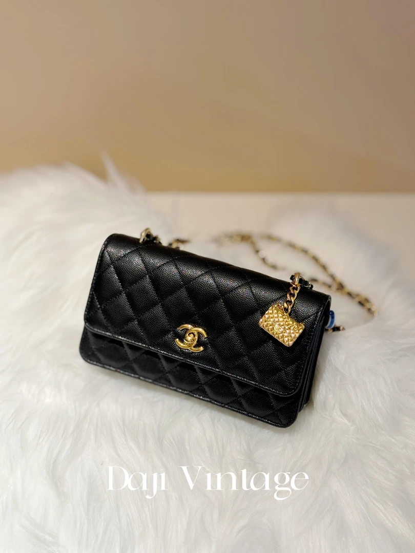 99新 Chanel/香奈儿 大吉中古/chanel香奈儿风琴吊坠woc斜挎包