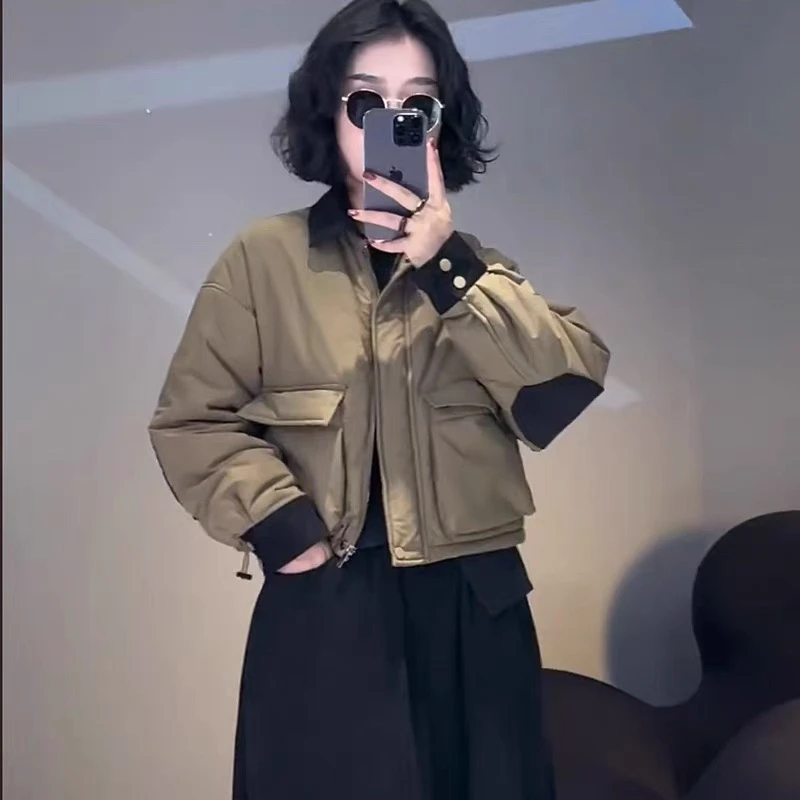 欧货加棉外套女短款小个子棉衣2025新款秋冬高级感宽松百搭棉服