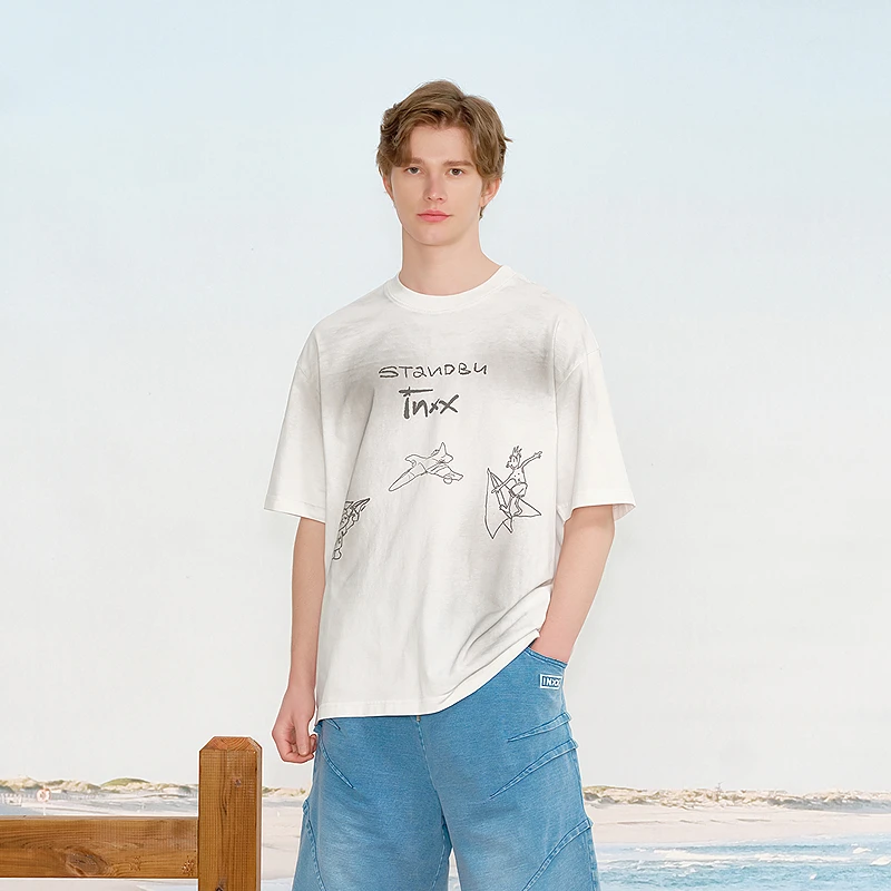 【INXX】280g重磅短袖T恤手绘主题图案印花上衣情侣款XRF2011000
