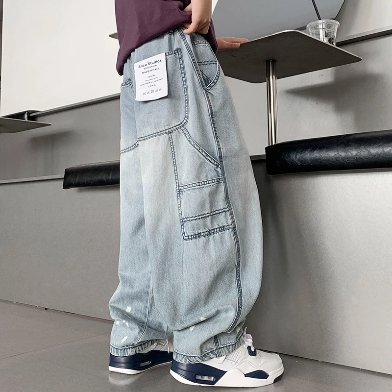 男童裤子夏季薄款2025新款儿童牛仔防蚊裤透气中大童长裤宽松炸街