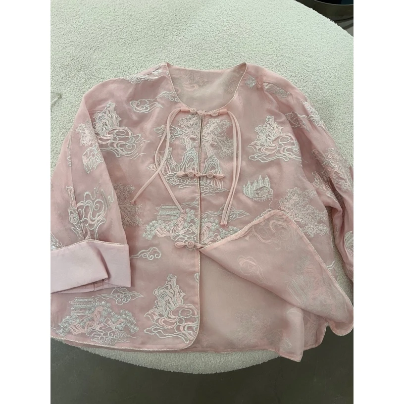 南油朱朱5高级粉色刺绣外套1064