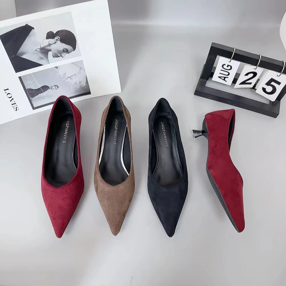 229-3新款矮跟尖头舒适百搭光板时尚小单鞋