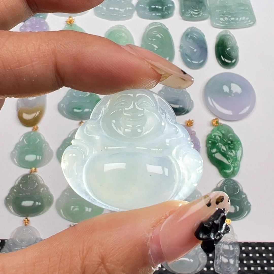 翡翠未镶嵌颈饰天然糯冰佛公
