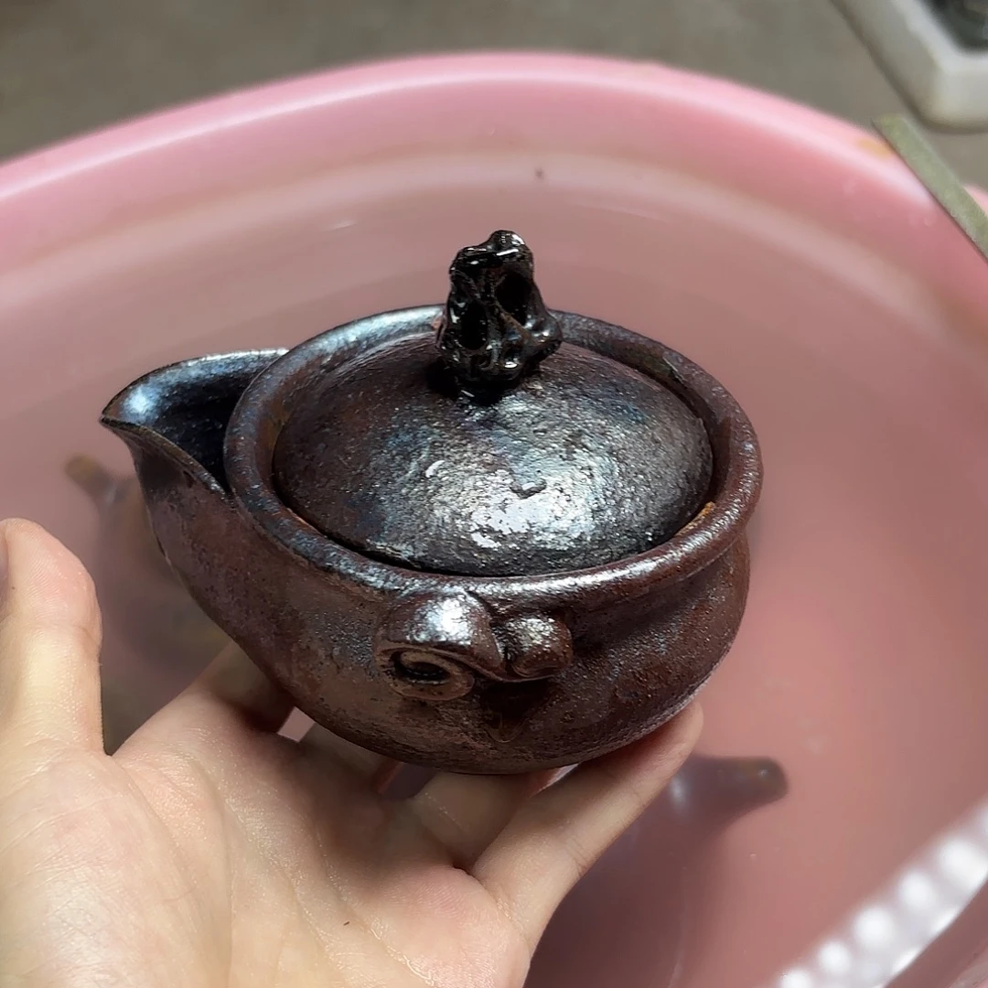 兰***迷茶壶紫砂瑕疵柴烧紫砂宝瓶