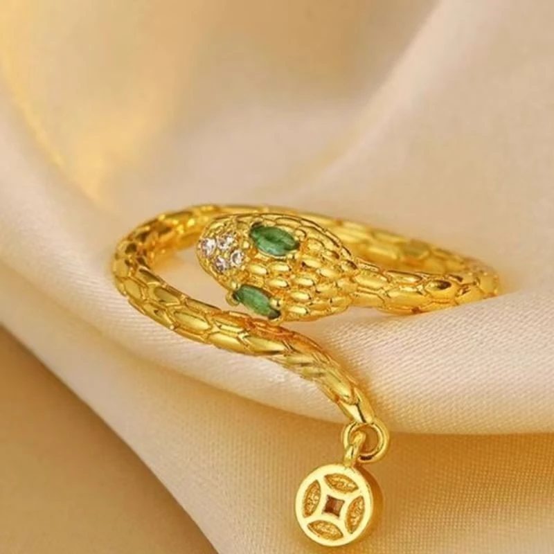 金牵左手 铜合金戒指 2025新款蛇开口戒指时尚潮流不掉色可水洗