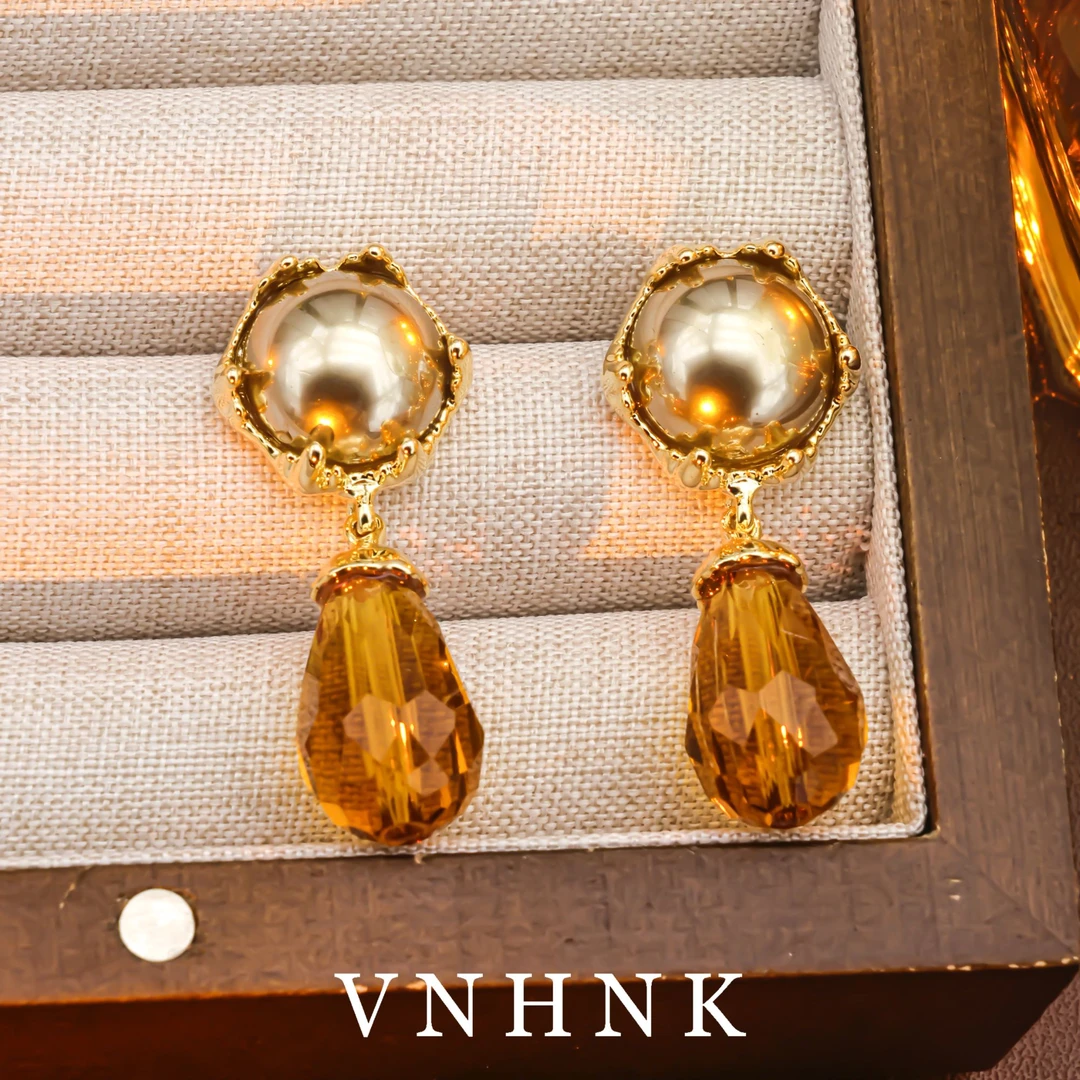 铜合金仿珍珠耳饰 美可儿   N433  金色（10mm）时尚气质耳环预售