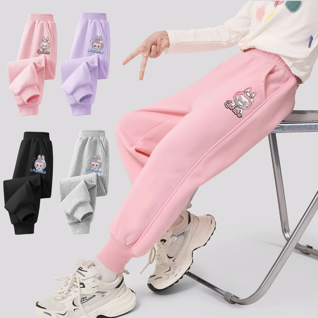 女童春秋新款运动裤童装秋装儿童休闲裤中大童卡通外穿潮裤女童裤