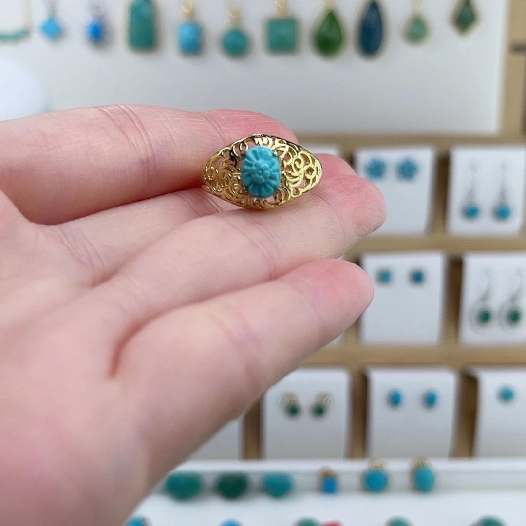 绿松石银S925镶嵌戒指