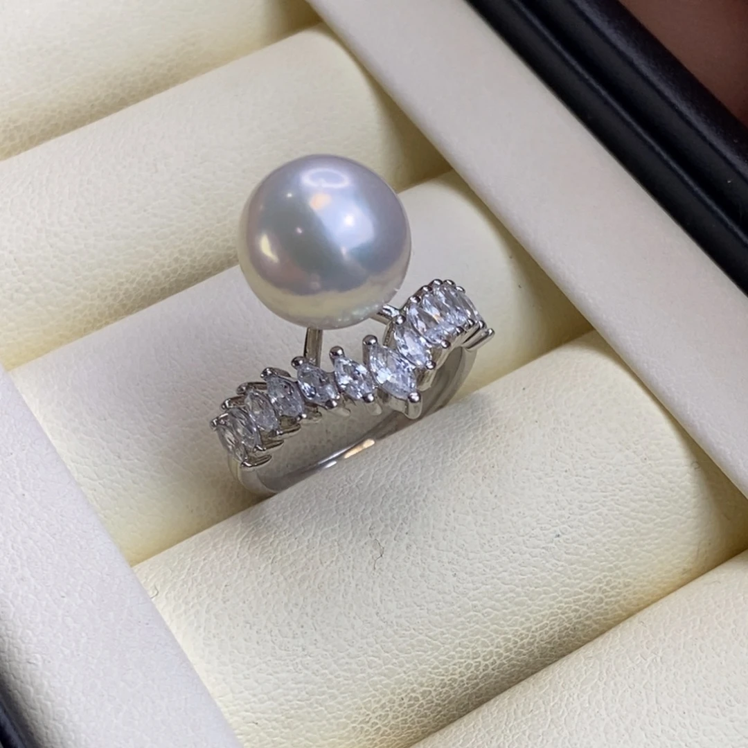 淡水珍珠银S925镶嵌戒指特价微瑕