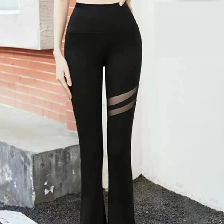 外穿打底裤女士春夏秋薄网纱拼接微喇芭比裤鲨鱼上班裤喇叭裤穿搭