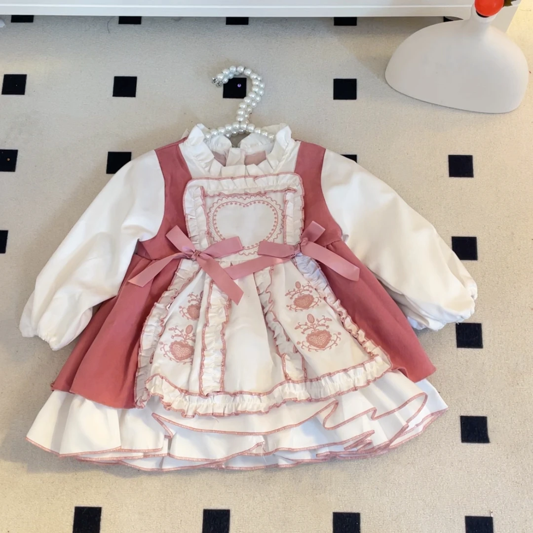 女童088春款蝴蝶结女童洛丽塔粉色可爱公主周岁连衣裙