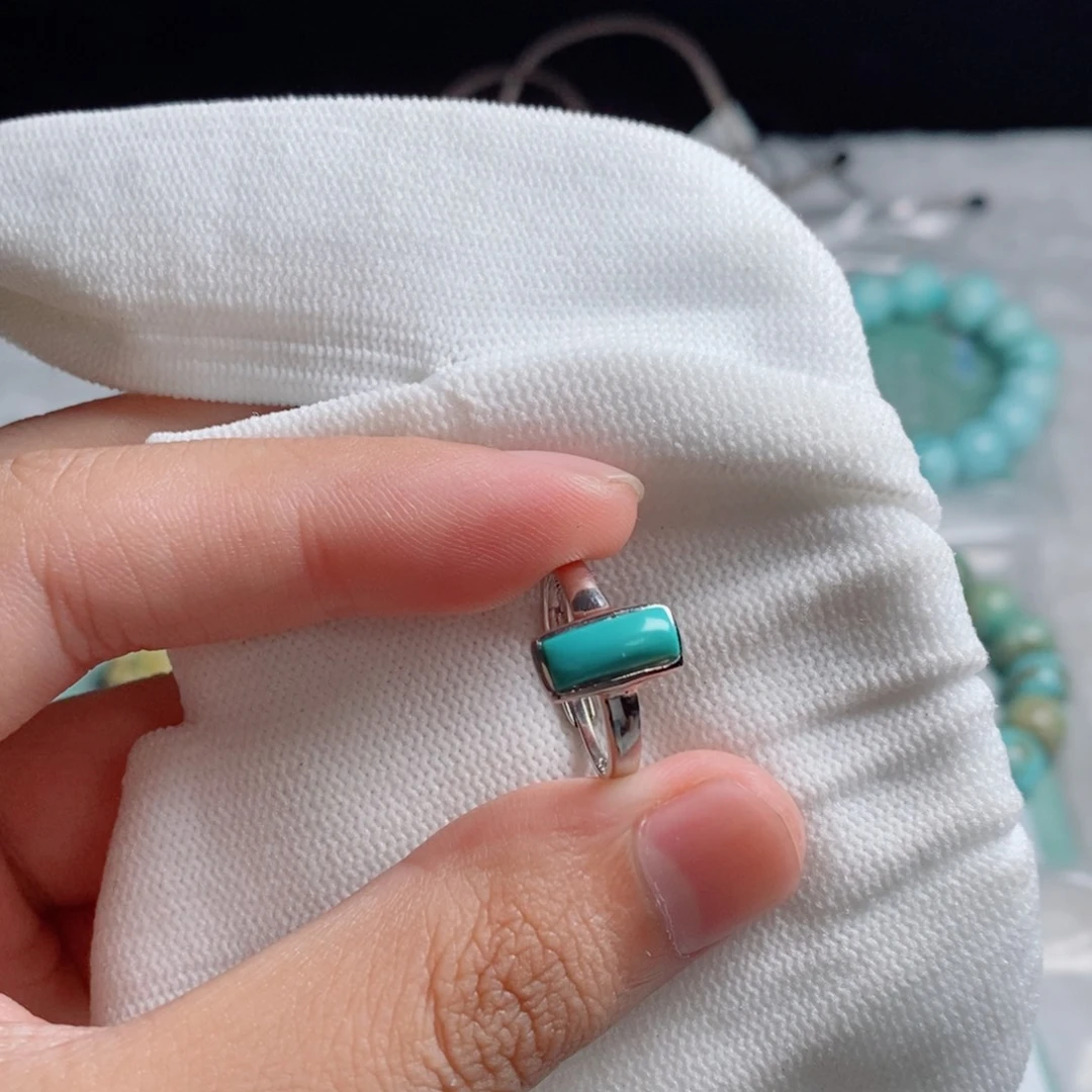 绿松石银S925镶嵌戒指