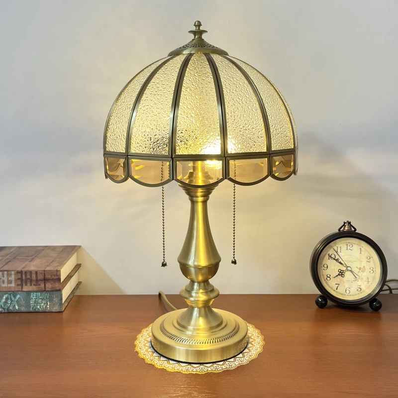 复古台灯卧室简约美式古典家用中式欧式客厅书房轻奢全铜床头台灯