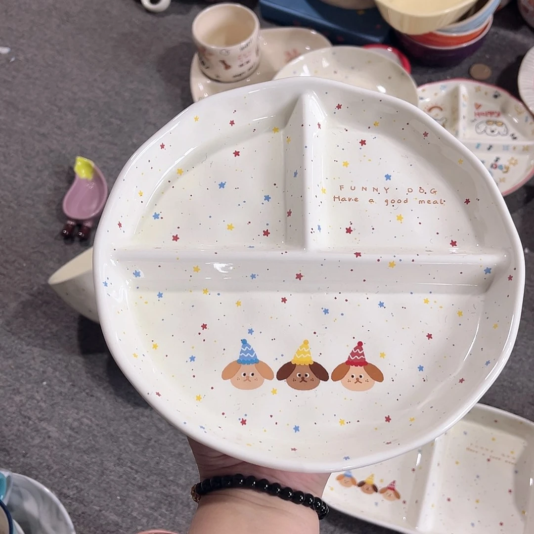 3格分餐盘微微瑕陶瓷餐具