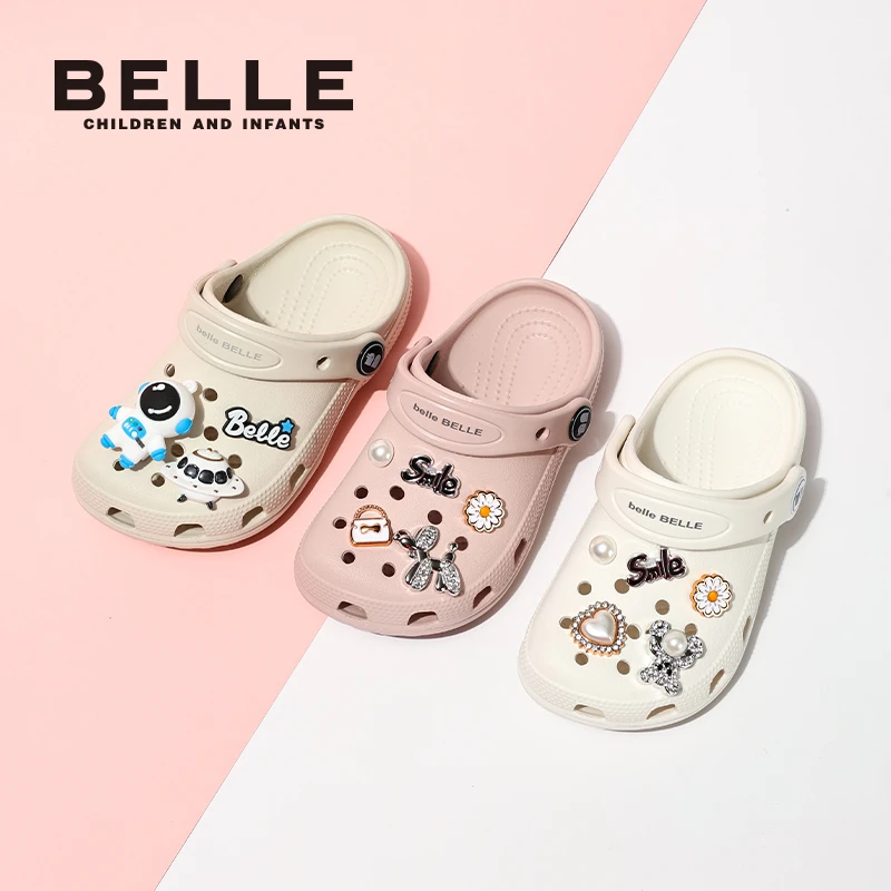 百丽儿童夏季女童卡通动漫洞洞鞋外穿沙滩鞋透气洞洞鞋男童R25222