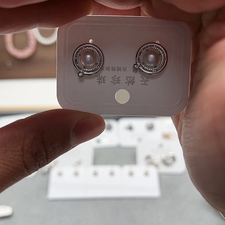 淡水珍珠耳饰银S925镶嵌